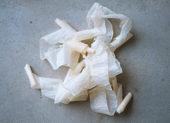 現場で出た鉋屑のまとまり